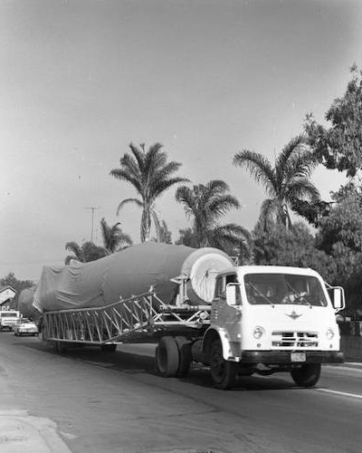 missile in transit on a flatbed truck